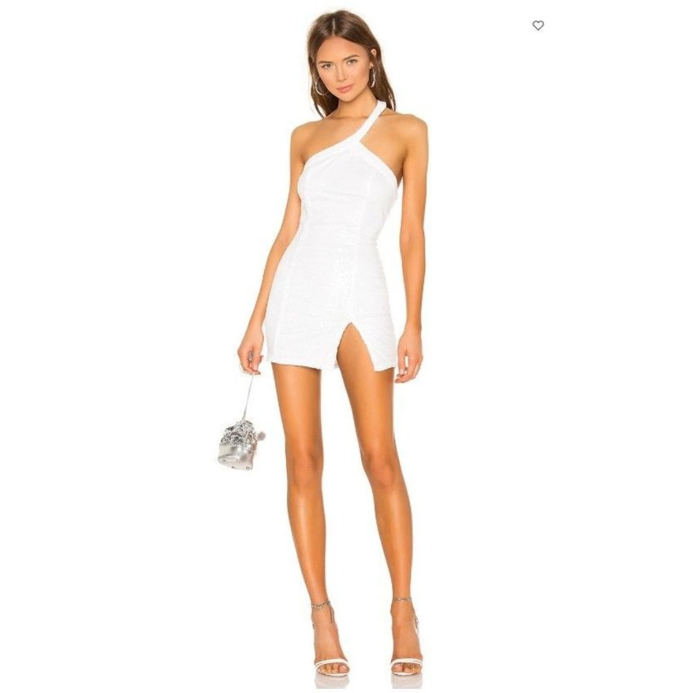 NWT Superdown Cicely Mini Dress in White M Sequin